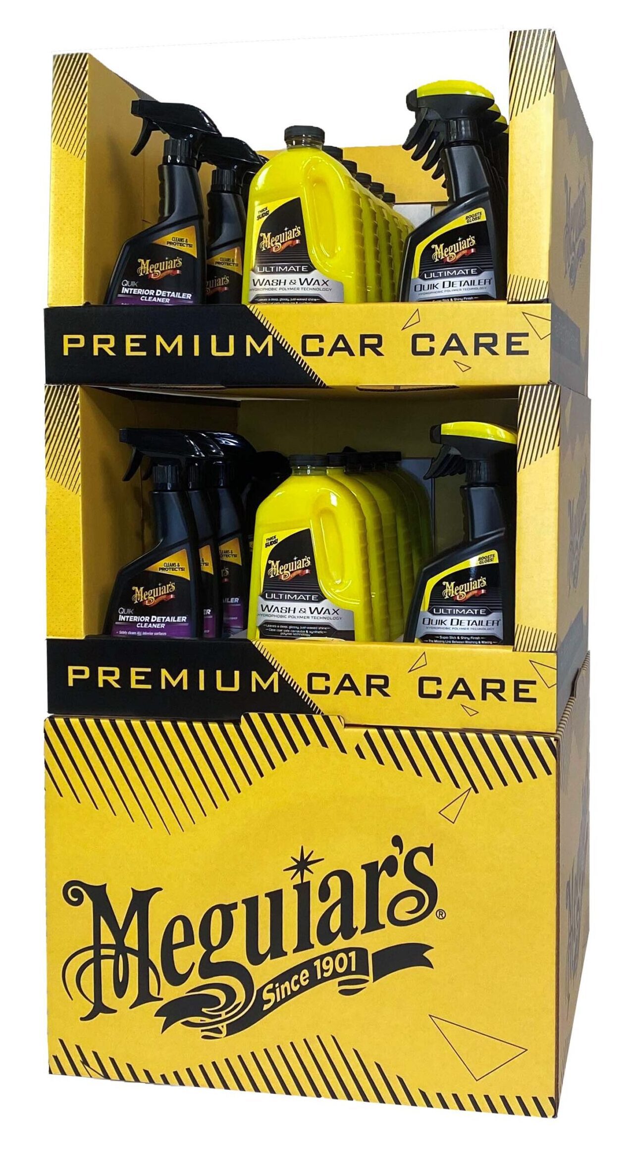 POP Floor Display in yellow and black for Meguiar's products